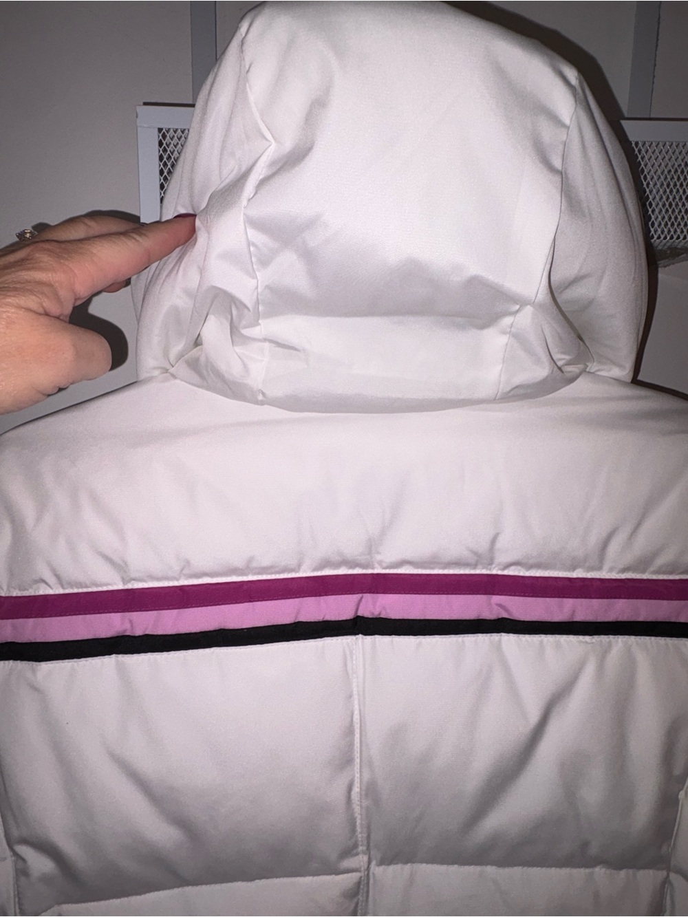 ZeroXposur White Puffer Jacket with Pink Stripe Accents - Picture 12 of 12